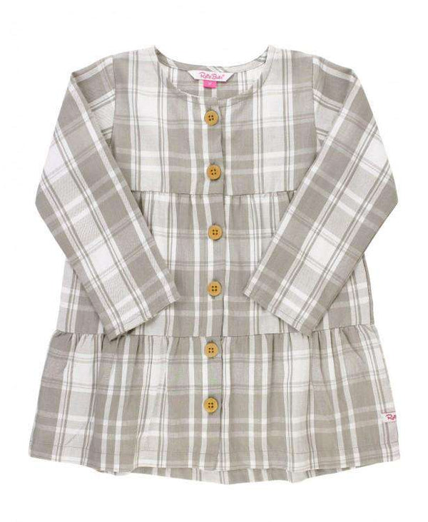 RuffleButts ~ Gray & White Plaid Tiered Babydoll Dress Clothing RuffleButts