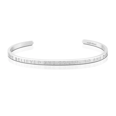 MantraBand Whisper | Strength - She Believed She Could, So She Did (no ink)  MantraBand Silver