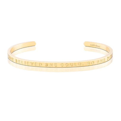 MantraBand Whisper | Strength - She Believed She Could, So She Did (no ink)  MantraBand Gold  