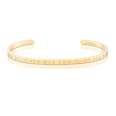 MantraBand Whisper | Strength - She Believed She Could, So She Did (no ink)  MantraBand Gold