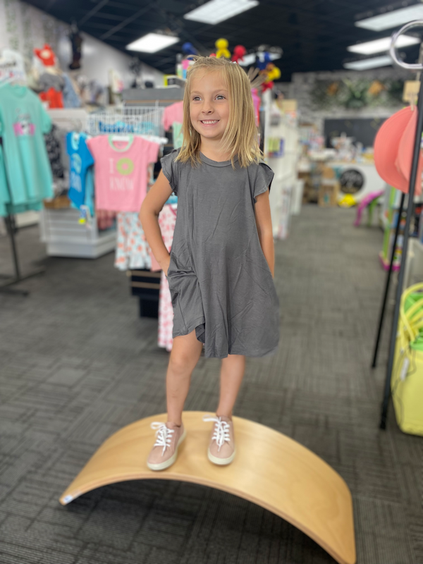 Bamboo Tulip Dress | It's got Pockets! Clothing Studio Ko 3/4 Grey