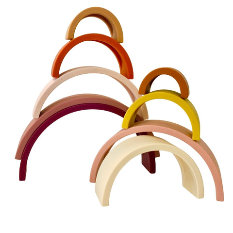 Sugar + Maple | Neutral Silicone Stacking Rainbow 9pc Toys Sugar + Maple