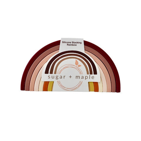 Sugar + Maple | Neutral Silicone Stacking Rainbow 9pc Toys Sugar + Maple