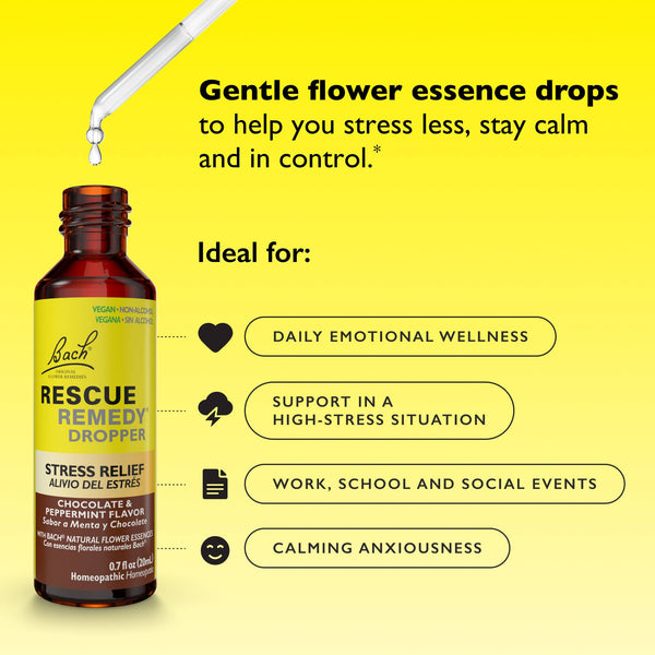 RESCUE & Bach Original Flower Remedies - RESCUE REMEDY® Dropper, Chocolate & Peppermint Glycerin 20mL