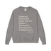 Gray sweatshirt with religious text on a white background