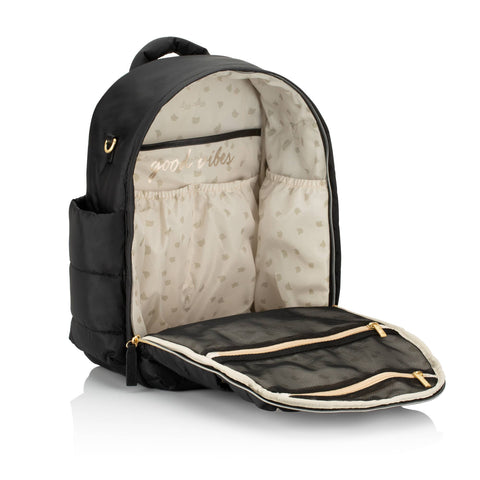 Itzy Ritzy - Dream Backpack™ Midnight Black Diaper Bag opened