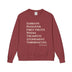 Maroon sweatshirt with white text on a white background