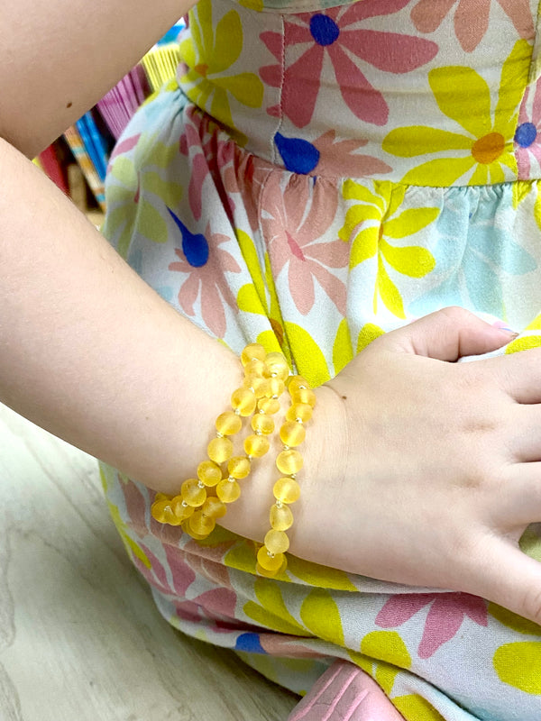 Jurate Pure Baltic Amber | Raw Lemon Children's Bracelet / Anklet 5"