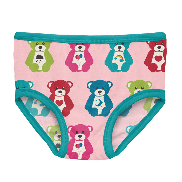 Kickee Pants Girl's Underwear Set of 3 | Summer Sky Mini Fruit, Lotus & Lotus Happy Teddy
