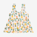 Back of Peplum Top that has the Light Green, Dark Green, Orange, and Yellow Pineapple print all over.