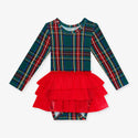 Long Sleeve Tulle Skirt Bodysuit ~ Tartan Plaid