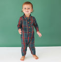 Long Sleeve Collared Henley Romper ~ Tartan Plaid