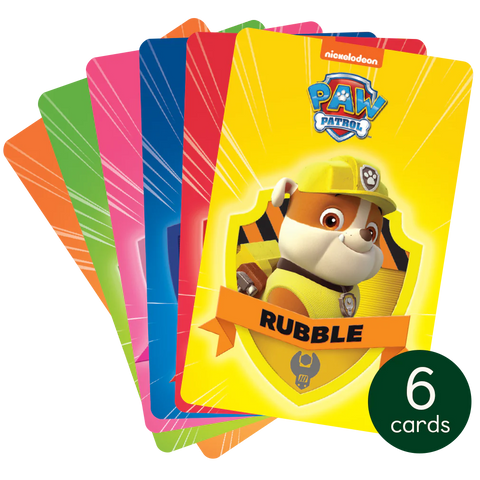 6 Audio Cards with each Paw Patrol character on a card