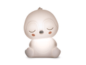 White cartoon-like night light with a neutral expression on a white background