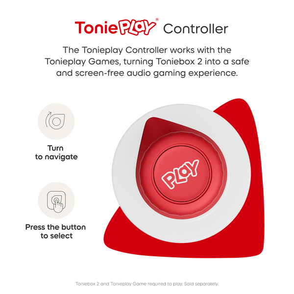 Tonieplay Controller with red and white design on a white background