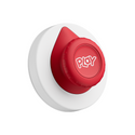 White round controller with a red twistable button.