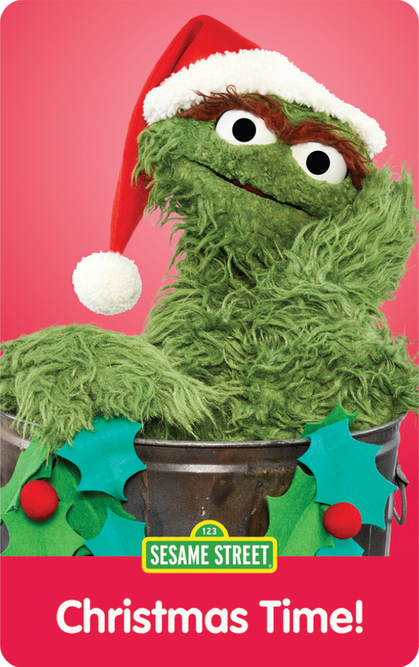 Red Yoto Card with Oscar the Grouch in a Santa hat