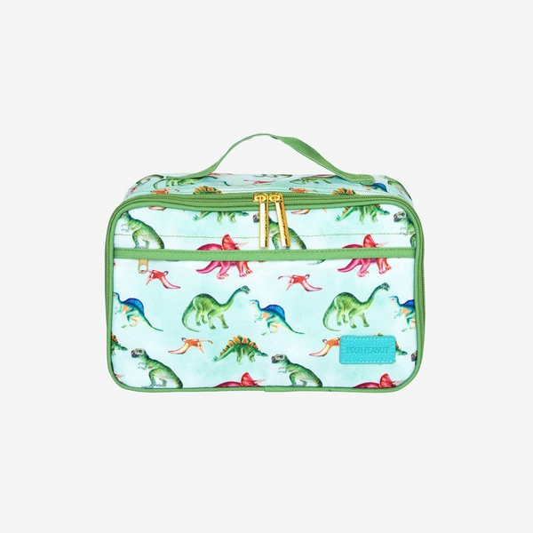 Lunch Bag in a Dinosaur Print with Green Trim