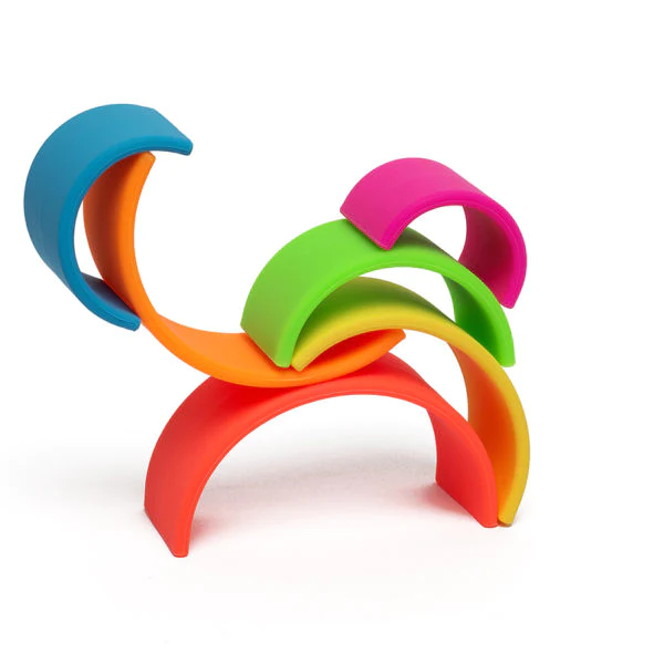 6 piece Silicone Rainbow Stacker toy