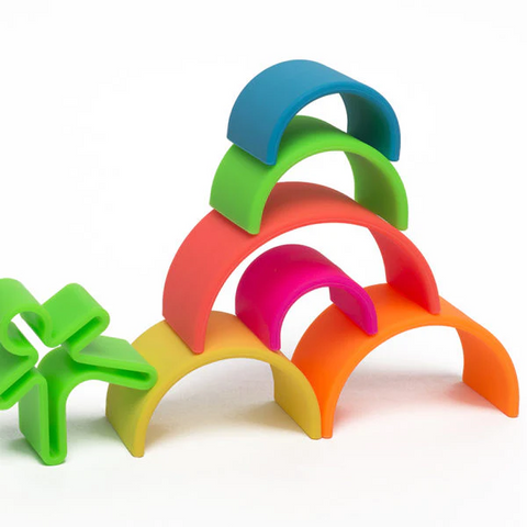 6 piece Silicone Rainbow Stacker toy