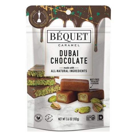 Béquet Caramel Dubai Chocolate packaging on a white background