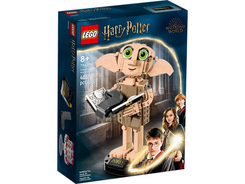 Lego Harry Potter Box showing contents of Dobby and the pieces he comes with