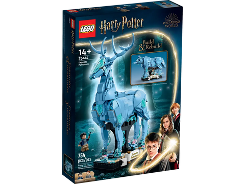 Lego box picturing the contents of Harry Potter Expecto Patronum