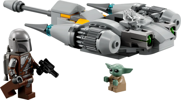 Lego starfighter, mandalorian, and baby yoda