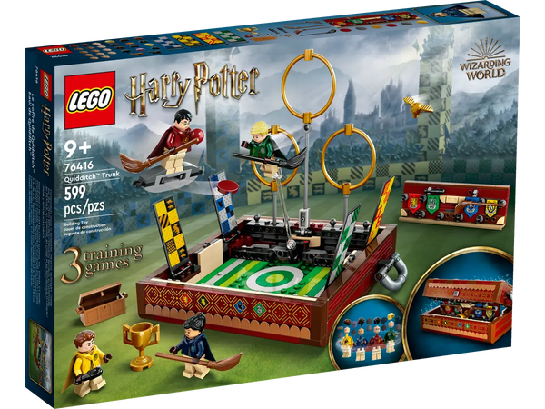 Lego box picturing the Quidditch Harry potter game in a "trunk"