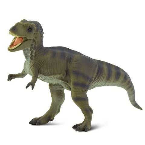 Dark green with back striped T-Rex with open mouth