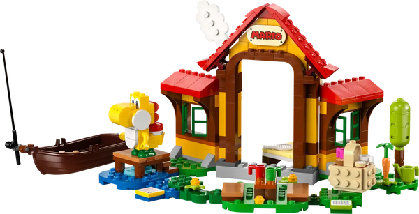 Lego Super Mario Picnic scene with Yogi, boat, and more