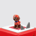 Tonies Paw Patrol Zuma character is a brown dog with a red suit sitting on a red TOniebox.