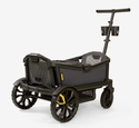 Back shot of Veer Cruiser wagon featuring 4 sturdy wheels, snack tray, and 2 cup holders. Color Black/Gray