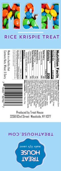 Treat House - Jumbo M&M Rice Krispy Treat Food Treat House   