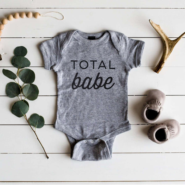The Oyster's Pearl - Gray Long Sleeve Total Babe Baby Bodysuit Clothing The Oyster's Pearl   