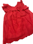 Solid Red Floral Embossed dress with Flutter Sleeves.