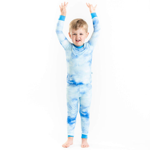 Little Sleepies - Blue Watercolor Bamboo Pajama Set Clothing Little Sleepies 12-18 Months  