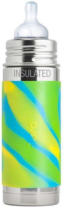 Pura Kiki 9oz Insulated Baby Bottle with Sleeve Feeding Pura Aqua/Green Swirl  