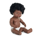 African Girl baby doll with black curly hair