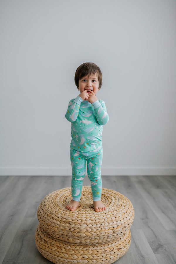Little Sleepies - Sharks Soiree Bamboo Viscose Two-Piece Pajama Set Clothing Little Sleepies   