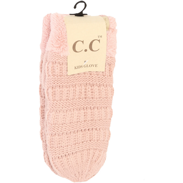 CC Beanie | Kids Solid Cable Knit  Mittens ~ Indie Pink Clothing CC Beanie   