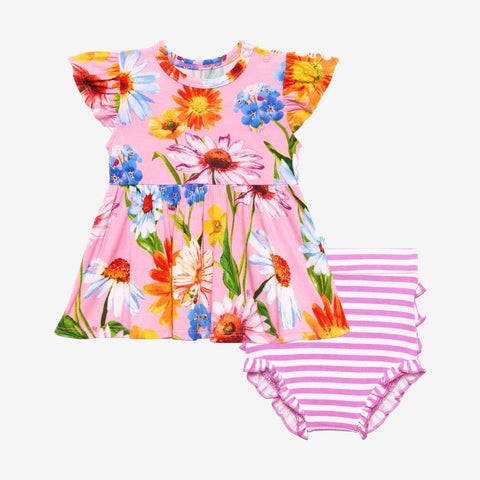 Posh Peanut | Ruffled Capsleeve Peplum Top & Bloomer Set ~ Kaileigh Clothing Posh Peanut   