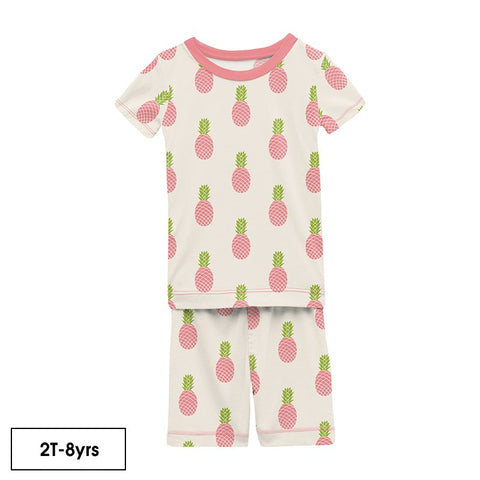 Kickee Pants Print Short Sleeve Pajama Set with Shorts in Strawberry Pineapples Clothing Kickee Pants   