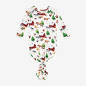 Knotted gown. Country farm print on a cream background. 
