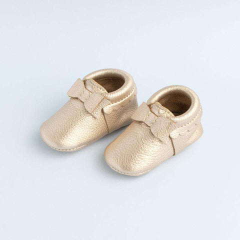 Freshly Picked | Bow Mini Sole Moccs ~ Platinum Gold Shoes Freshly Picked   