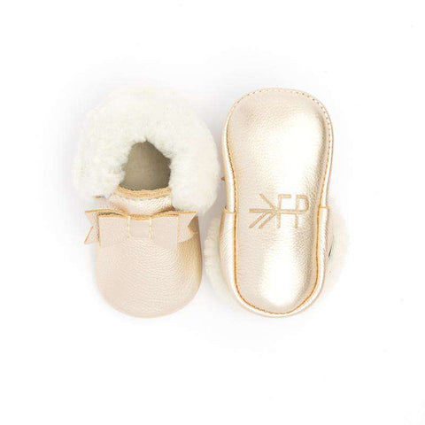 Freshly Picked | Shearling Bow Mocc Mini Sole ~ Platinum Shoes Freshly Picked   