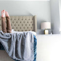 Saranoni Luxury Blanket | Gray Lush~ Navy Twinkle Satin Border Bedding Saranoni Toddler  