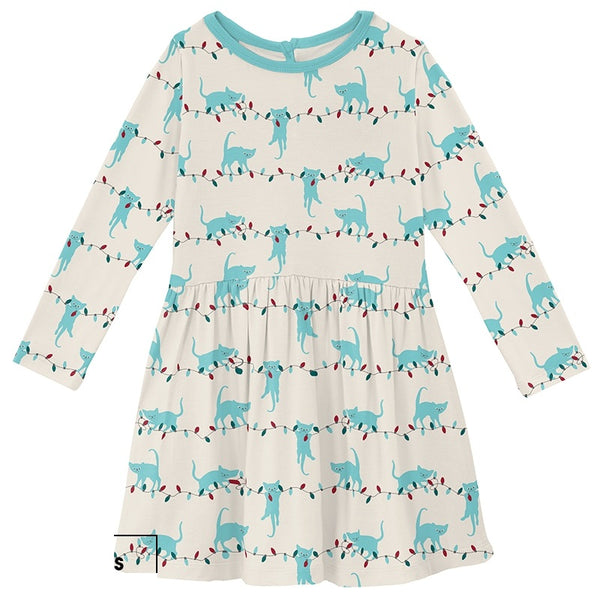 Kickee Pants Print Long Sleeve Twirl Shirt Dress ~ Natural Tangled Kittens Clothing Kickee Pants   