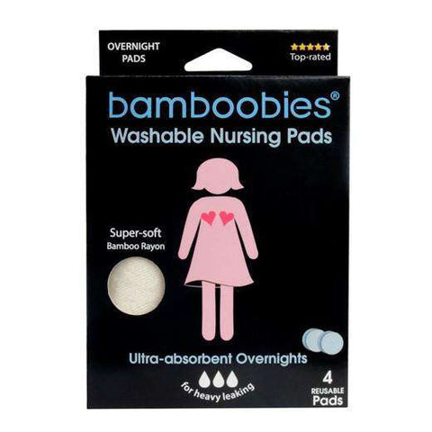 Bamboobies Overnight Washable Pads for Breastfeeding | 2 Pair Pack  Bamboobies Breast Pads   