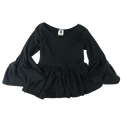 Bumblito 3/4 Flutter Sleeve Peplum Top ~ Basic Black Clothing Bumblito   
